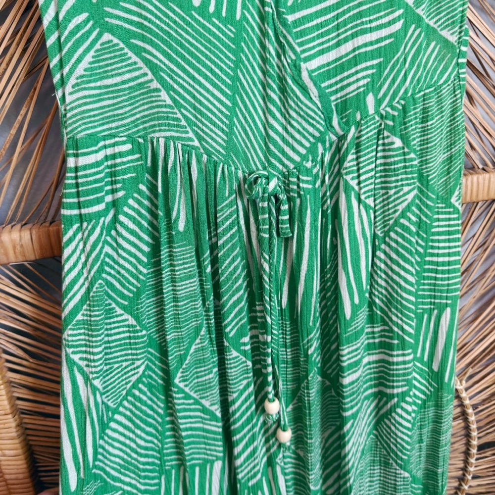 Band of the Free Paita Green Leaf Print Jumpsuit SZ S Pockets Rayon - Picture 4 of 7